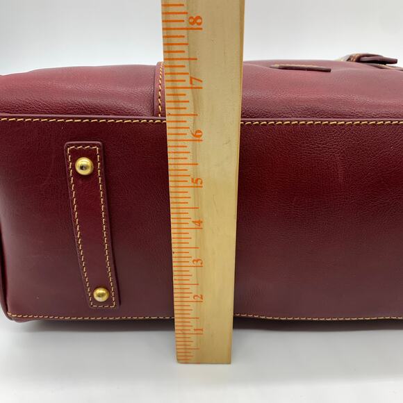 Dooney & Bourke Florentine Leather Purse Domed Buckle Red Bordeaux Handbags - Picture 7 of 16